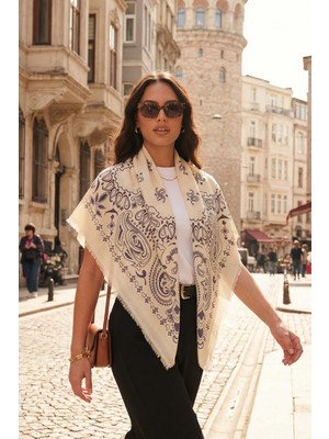 Lela Pamuklu 110 x 110 cm Desenli Şal Bayan Şal 6941400