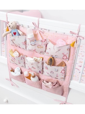 Baby 9 Cepli Bağlamalı Beşik Kenarı Düzenleyici (Pembe)