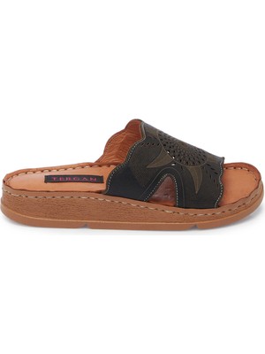 Tergan Siyah Hakiki Deri Kadın Terlik - K25Y1TR68007-A23