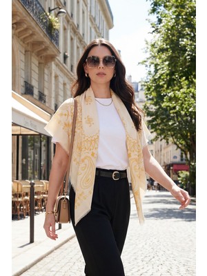 Lela Pamuklu 110 x 110 cm Desenli Şal Bayan Şal 6941400