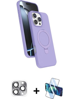 Cepte Toptan iPhone 16 Pro Max Iz Işık Koleksiyonu - Siyah 3D Antistatik Cam Ekran Koruyucu + Gri Pers Alüminyum Kamera Lens