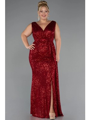 Kolsuz Uzun Pullu Büyük Beden Abiye ABU3194