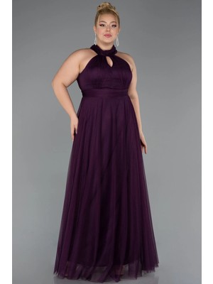 Halter Yaka Uzun Büyük Beden Abiye ABU3253