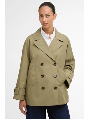 Barbour Maisy Showerproof Ceket OL31 Bleached Olive/dress Navy Tartan