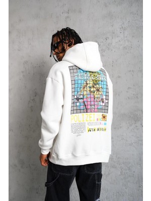 Velmora Fashion Patel Six Baskılı Kapüşonlu Sweat - Beyaz -