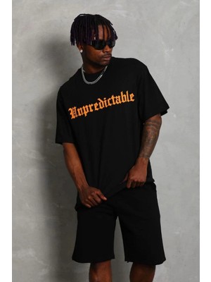 Velmora Fashion Erkek Baskılı T-Shirt Kısa Kol Bisiklet Yaka Regular Fit Tişört - Siyah