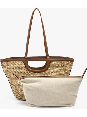 Parfois Kadın Içi Çıkarılabilir Hasır Görünümlü Tote Çanta