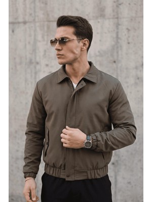 Oksit Muxi Slim Fit Fermuarlı ve Çıtçıt Korumalı Astarlı Suya Dayanıklı Erkek Mevsimlik Bomber Ceket