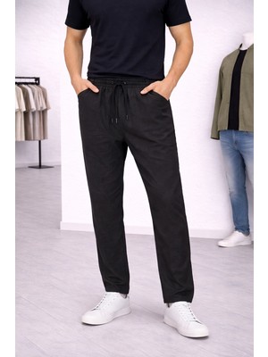 İnce Moda Giyim Keten Görünümlü Lastikli Bel Erkek Pantolon – Rahat Kesim