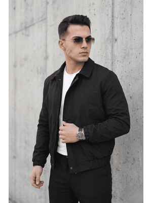 Oksit Muxi Slim Fit Fermuarlı ve Çıtçıt Korumalı Astarlı Suya Dayanıklı Erkek Mevsimlik Bomber Ceket