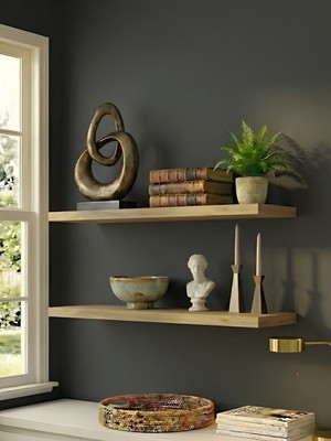 Freehome Premium Mdf Ürün 2'li Set 50X15 cm Gizli Montaj Modern Kitaplık Mutfak Banyo Salon Rafı