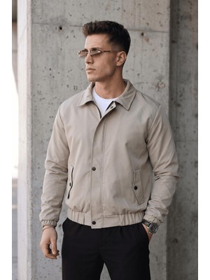 Oksit Muxi Slim Fit Fermuarlı ve Çıtçıt Korumalı Astarlı Suya Dayanıklı Erkek Mevsimlik Bomber Ceket