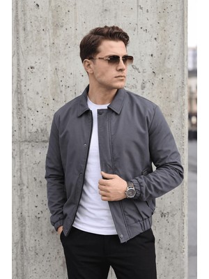 Oksit Muxi Slim Fit Fermuarlı ve Çıtçıt Korumalı Astarlı Suya Dayanıklı Erkek Mevsimlik Bomber Ceket