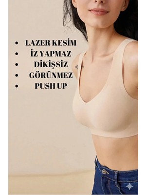 Sweet Sauna Lazer Kesim Dikişsiz Pedli Yumuşak Iz Yapmaz Balensiz Invisible Görünmez Push Up Toparlayıcı Sütyen