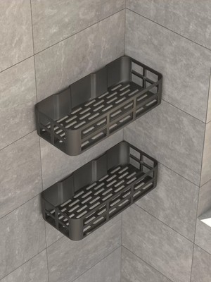 3 Lü Banyo Düzenleyici Organizer Şampuanlık Havlupan Askısı Havluluk Siyah Banyo Duş Mutfak Rafı