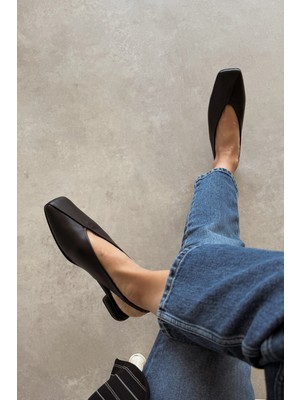 Nope21 Blanco Siyah Hakiki Deri Babet