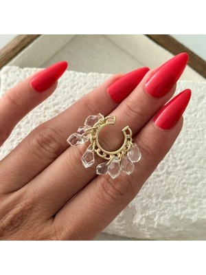 Merve Takı Kristal Taşlı Kıkırdak Küpe