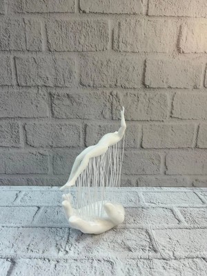 Uslucan Alışveriş Dekoratif El Üzerinde Insan Figürü Beyaz Minimal Sanatsal Biblo