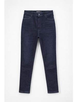 Markapia Kadın Yüksel Bel Skinny Fit Esnek Lacivert Jean Pantolon