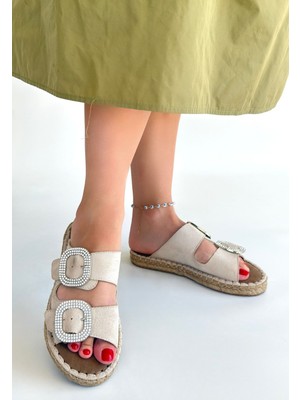 isiltikidsmoda Hertas Bej Nubuk Tokalı Terlik - Lisinya