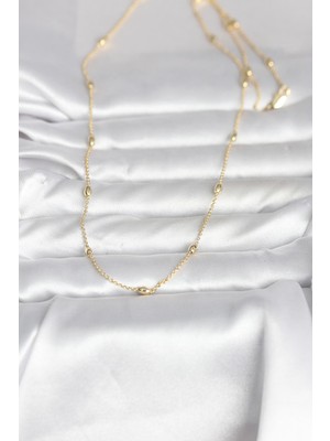 isiltikidsmoda cm 14K Gold Renk Damla Topçuk Model Zincirli 60 cm Kadın Kolye - Lisinya