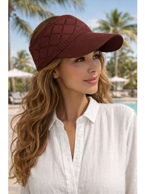 Aydın Şapkacınız Simli Örgü Vizör Şapka Kadın – Nefes Alabilen Yazlık Tenisçi Şapkası Uv Korumalı Şık Güneşlik
