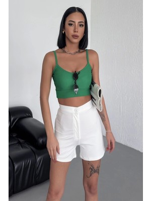 isiltikidsmoda Tarz ve Rahatlığı Bir Arada Sunan Yüksek Bel Esnek Likralı Krep Şort Beyaz ( Lisinya )