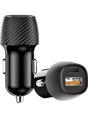 isiltikidsmoda Hızlı Oto Şarj Cihazı 38W Çift Girişli Hızlı Şarj Oto Çakmaklık Type-C - Lisinya