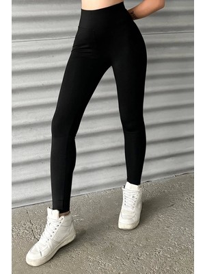 isiltikidsmoda Esnek Yüksek Bel Siyah Uzun Parlak Disco Tayt ( Lisinya )