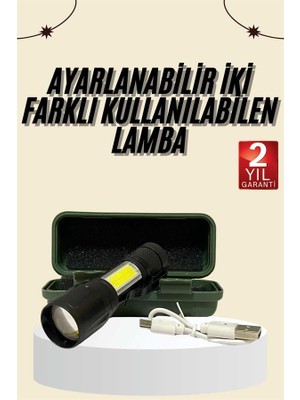 isiltikidsmoda Uzun Menzilli Şarjlı El Feneri Uzun Ömürlü LED Işık Lamba - Lisinya