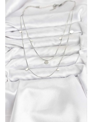 316L Çelik Zincir Gümüş Renk Pullu Kadın Kolye - Lisinya