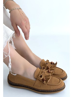 isiltikidsmoda Boriy Taba Deri Tozu Süet Babet Ayakkabı - Lisinya