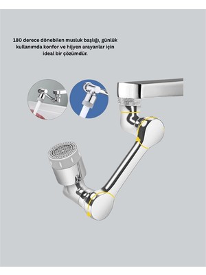 isiltikidsmoda Esnek 1080° Musluk Başlığı 3 Eklemli Hareketli Su Modlu Lavabo Aparatı - Lisinya