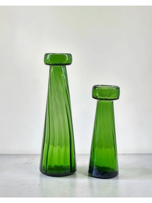 Felis Arte Handmade Cam Mumluk / Şamdan , Ikili Set , Dekoratif (Yeşil)