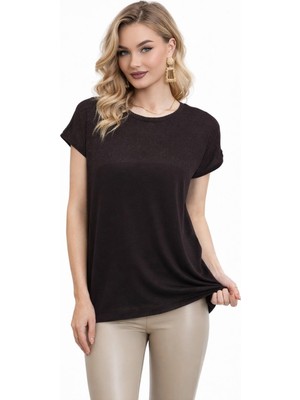 Lavella Kadın Triko Kısa Kol Bluz 12949 BGL-ST05311