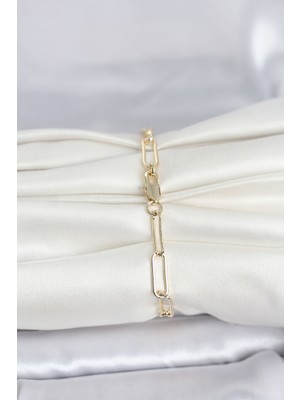 isiltikidsmoda cm 14K Gold Renk Kalın Ataç Zincir Model Kadın Bileklik - Lisinya