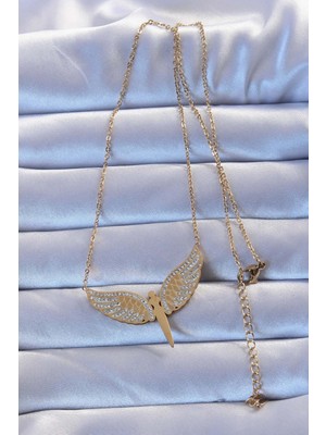 isiltikidsmoda 316L Çelik Altın Renk Zirkon Taşlı Mikail Kolye - Lisinya