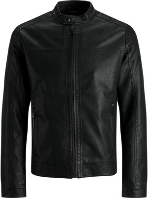 Jack & Jones Jjewarner Jacket Noos Siyah Erkek Mont Uzun Kol Düz Desenli