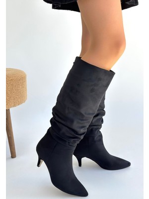 isiltikidsmoda Zelya Siyah Süet Topuklu Çizme - Lisinya