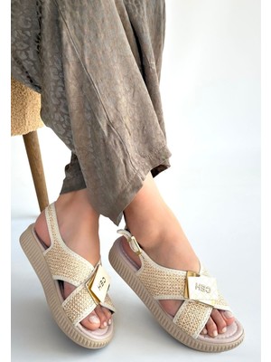 isiltikidsmoda Cate Bej Hasır Cilt Sandalet - Lisinya