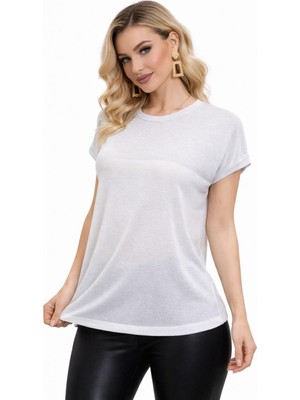 Lavella Kadın Triko Kısa Kol Bluz 12949 BGL-ST05311