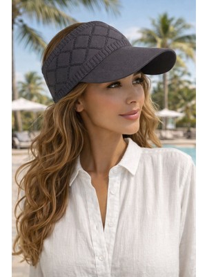 Aydın Şapkacınız Simli Örgü Vizör Şapka Kadın – Nefes Alabilen Yazlık Tenisçi Şapkası Uv Korumalı Şık Güneşlik