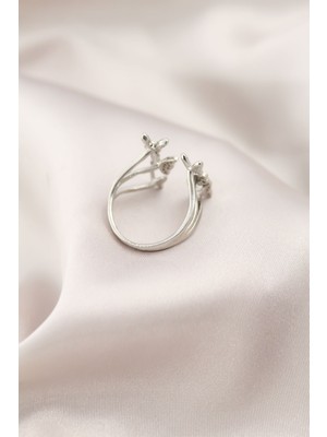 Gümüş Renk Metal Kelebek Model Kadın Yüzük - Lisinya