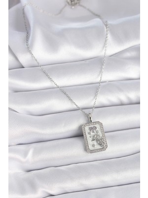 316L Çelik Gümüş Renk Zincir Koç Burcu Zirkon Taşlı Kadın Kolye - Lisinya