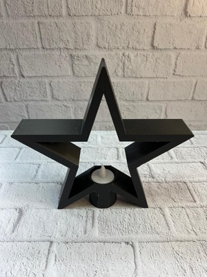 isiltikidsmoda Siyah Yıldız Şeklinde Mumluk Loş Işık Dekor Aksesuarı - Lisinya