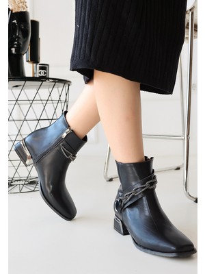 isiltikidsmoda Roxani Siyah Cilt Topuklu Bot - Lisinya