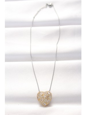 isiltikidsmoda 316L Çelik Çift Renk Zirkon Taşlı Kalp Kolye - Lisinya