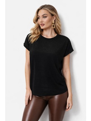 Lavella Kadın Triko Kısa Kol Bluz 12949 BGL-ST05311