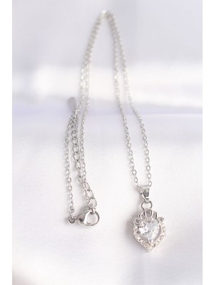 isiltikidsmoda 316L Çelik Zincir Gümüş Renk Zirkon Taşlı Rapunzel Kolye - Lisinya