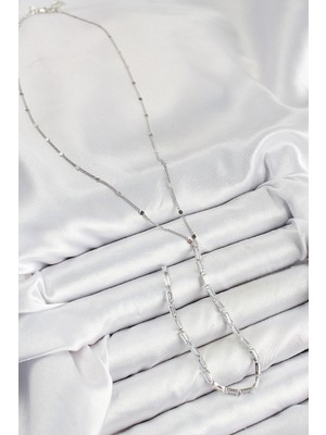 Pirinç Zirkon Taşlı Model Gümüş Renk Y Kolye - Lisinya